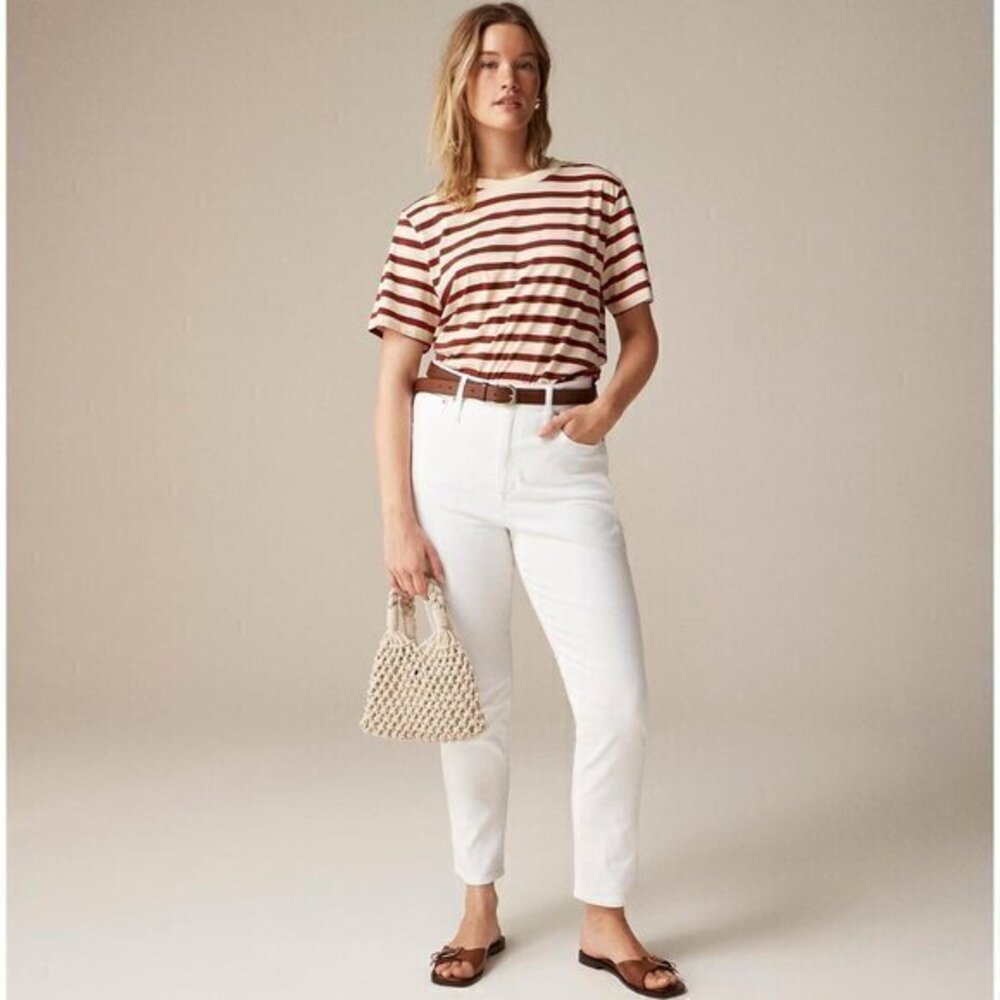 "NWT"J. Crew Petite Curvy Vintage Straight Slim Jeans High Waisted White US 30 P